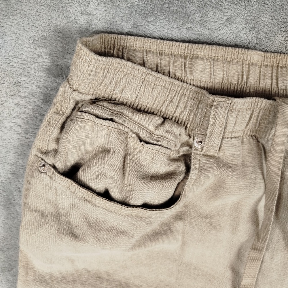 Cremieux 100% Linen Beige Pants‎ Mens 38x30 Elastic Waist Relaxed Beach Wedding - Picture 5 of 8